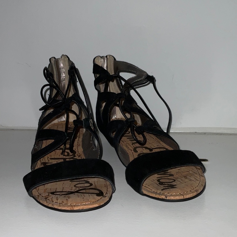 Sam Edelman Black Lace-Up Gladiator Sandals